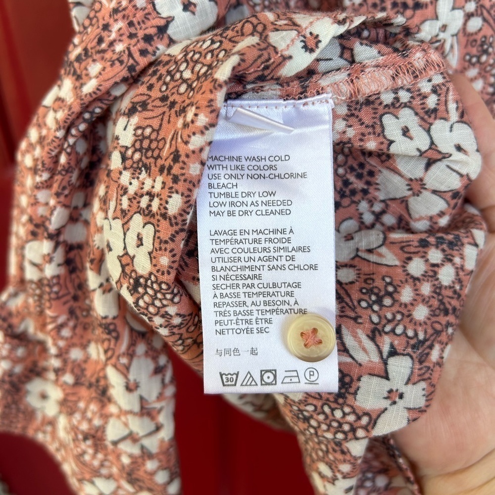 PILCRO Anthropologie Sasha Smocked boho floral Button Down Top M Cottagecore - Picture 12 of 14